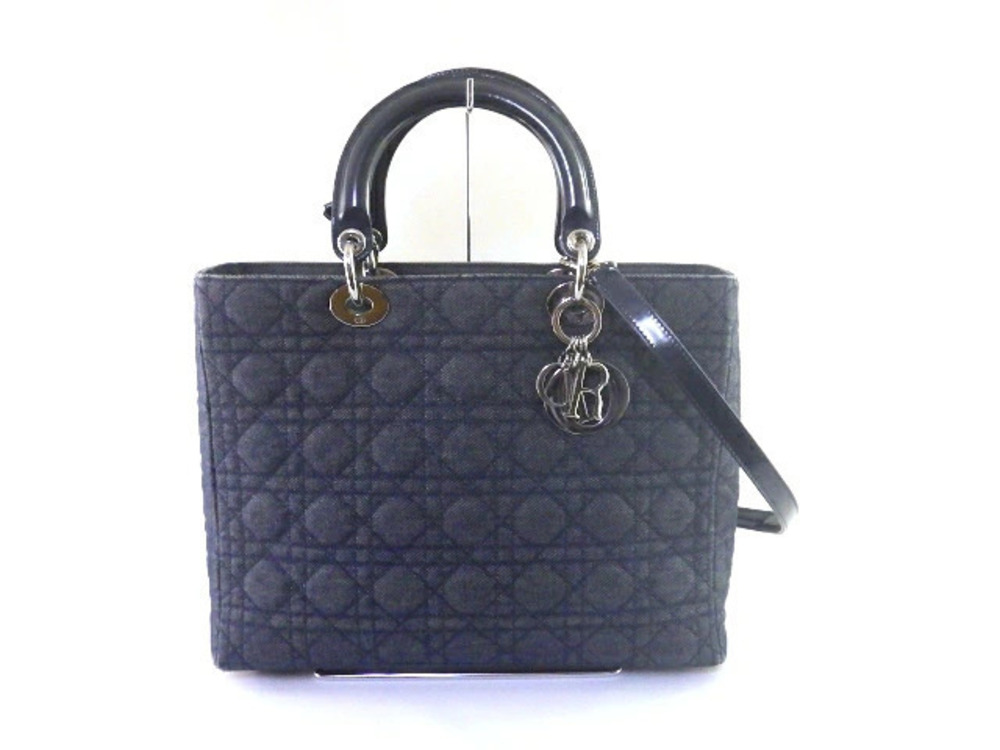 Christian Dior Lady Cannage Bag Denim Navy Blue
